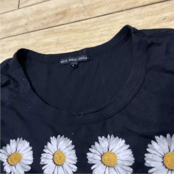 TRULY MADLY DEEPLY Womens L Crop Tee Daisy Black Nature Classic Boho Basic L - Picture 6 of 16